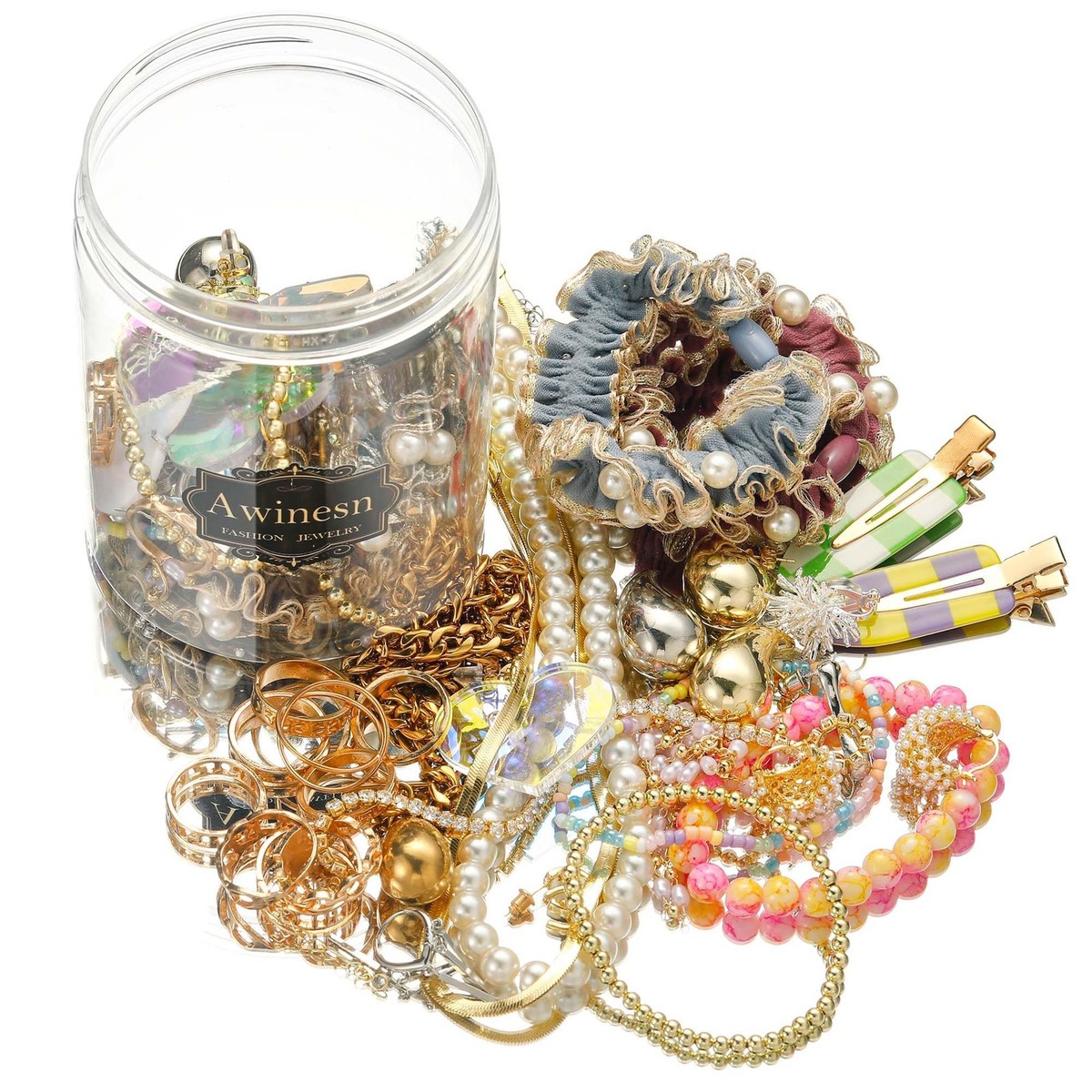 Mystery Jewelry Jar Bundle, Vintage Jewelry Box, 40-45 Piece