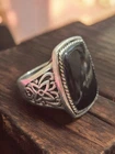 925 STERLING SILVER black agate ring 6.7 men women jewelry