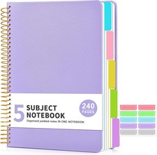 5 Subject Notebook Colle Ruled with Removable Poet Dividers Tabs, 240