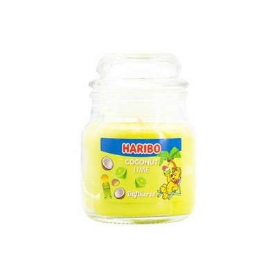 Haribo Duftkerze Coconut Lime Mini, Kerze im Glas, Kokos-Limette Duft, 85 g