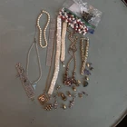 Lot Of Vintage Costume Jewelry Repairs Repurpose Mother Of Pearl Rhinestones