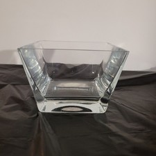 4.5" Tall clear glass square vase very thick and heavy Has Some Blemishes
