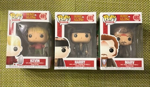 Lot of 3 Funko POP! Movies HOME ALONE Figures Set Kevin 491 Harry 492 Marv 493