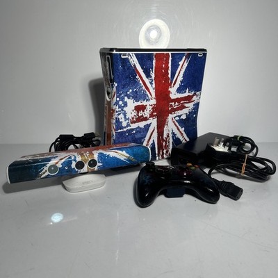 Microsoft Xbox 360 Slim S Weiß Großbritannien Aufkleber Konsole mit Controller