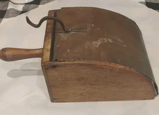 VTG Wood Bread Roll Warmer Box Hammered Copper Lid Handle Tell City Chair Co USA