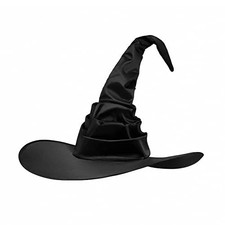 Halloween Witch Hat for Women Men Wizard Hat Pointed One Size Ruched Witch Hat
