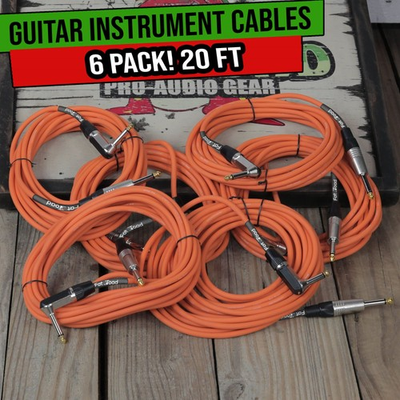#ad FAT TOAD Guitar Cables Right Angle 20FT 1 4 Jack Cords Instrument Speaker Wires $41.00