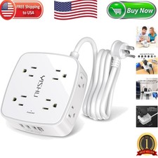 8 Outlet Power Strip with 4 USB Ports - 6 Ft Surge Protector for Home  Office