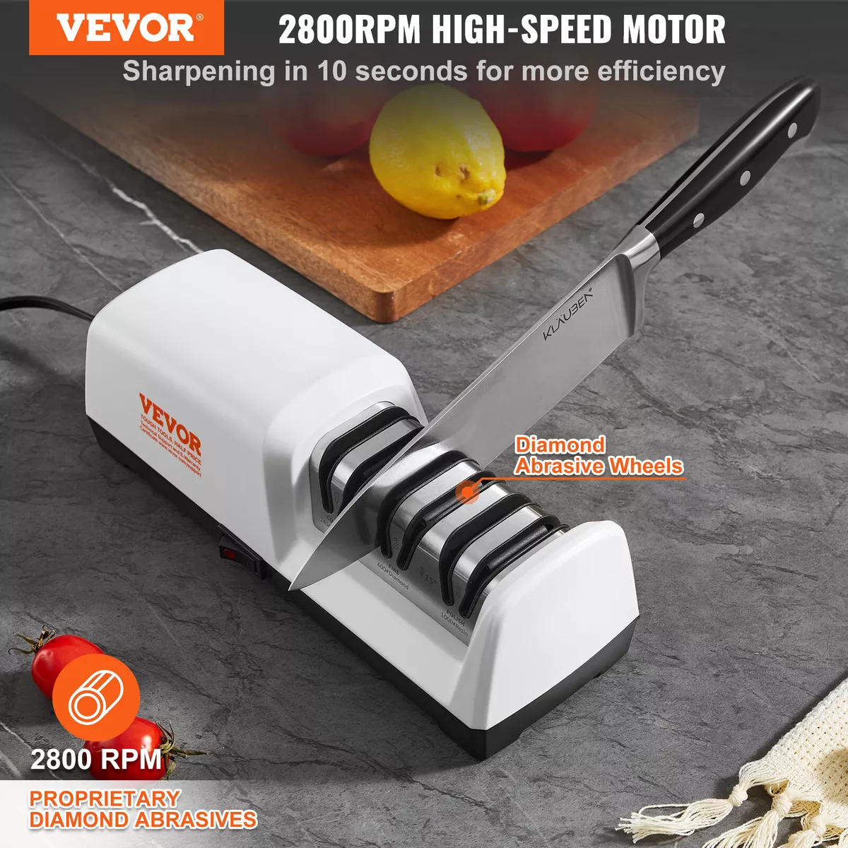 VEVOR Electric Knife Sharpener 3-Stage Sharpening Knife Grinder Diamond  Abrasive