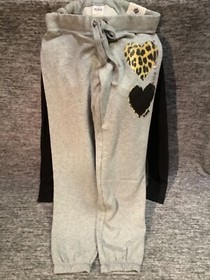 Victoria's Secret Pink Leopard Pullover + Pants Set Black Gray Applique M NWT