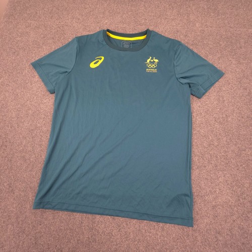 Australia Olympic Shirt Mens MEDIUM Green Asics Tokyo 2020 T Shirt Logo Size M - Picture 4 of 9