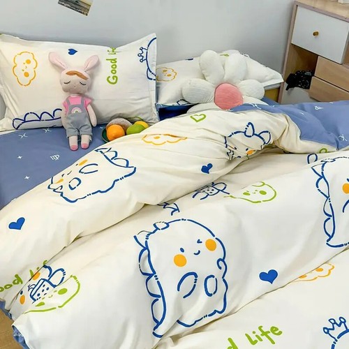 Duvet Cover Set with Flat Sheet Pillowcases Single Double Queen Size Bedding Kit - Picture 20 of 33