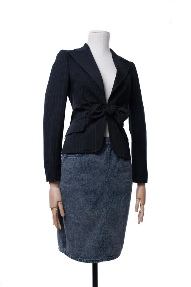 Mujer GUCCI Blazer Abrigo Chaqueta Lana Lana Lana Rayas Negro Talla 38 Foto 2 de 4