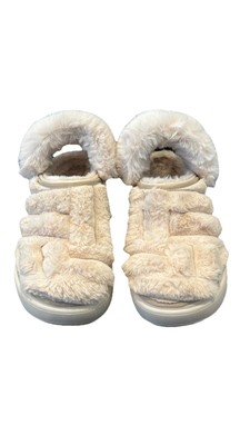 New CROCS Womens STOMP QUILTED CLOG Fur Lined Cream Off Wh Platform US W -11 M-9
