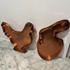 Martha By Mail Copper Cookie Cutter Set Barnyard Hen / Hatch Bunny Michael Bonne