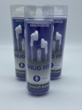 3 pack Magnavox Snug Fit In Ear Headphones Smooth Bass Handsfree White