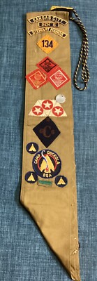 Vintage Boy Scout Merit Badge Sash Kansas City CS/31 Cut Edge MBs/Class 2 Eagle