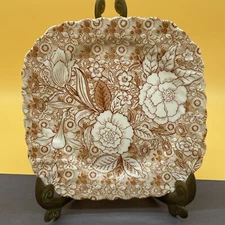 Tiffany & Co Johnson Brothers Liberty Brown Square Salad Plate 7.5" Minty!