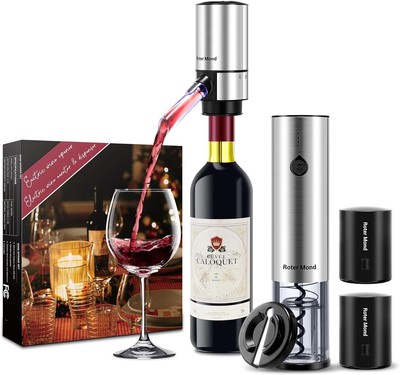 Electric Wine Opener Set, Roter Mond Automatic Bottle set Silver 