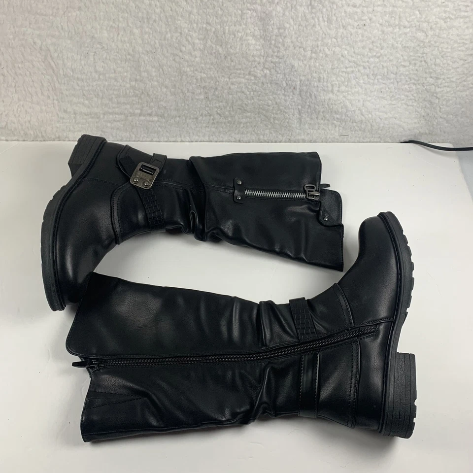 Botas Extreme By Eddie Marc Jordyn para mujer talla 7 negras de cuero sintético cremallera lateral 8021 Foto 2 de 4