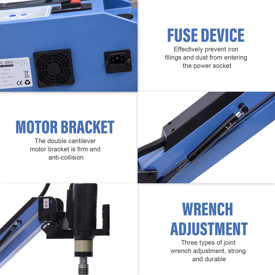 M4-M24 Electric Tapping Machine 360° Flexible Arm With Collets | eBay