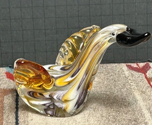 Vintage Murano Style Hand Blown Glass Duck ADORABLE Excellent