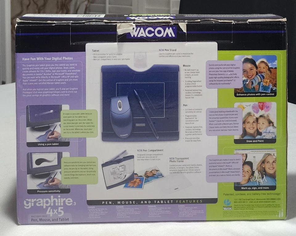 Wacom Graphire3 4x5 USB Tablet,Pen, Mouse & Software Bundle CTE430GR New Sealed - Image 2 of 4