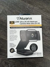 Aluratek 2K HD Webcam with Dual Stereo Noise Cancelling Mics, Auto Focus New