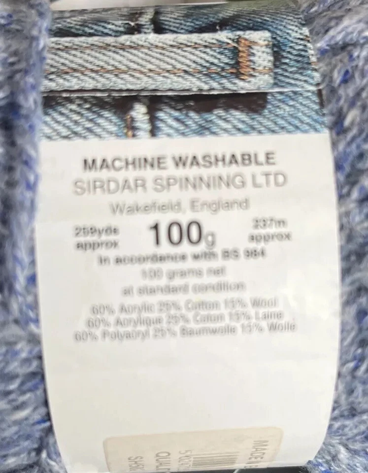 Hilo Sirdar Denim Sport Aran "azul" 1 madejas #1566 Foto 2 de 3