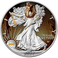 2024 U.S. Eagle Treasures of Ancient Egypt King Tut Edition 1 oz Silver Coin