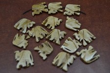 18 PCS TAN CARVED ELEPHANT BUFFALO BONE BEADING BEADS 7/8"