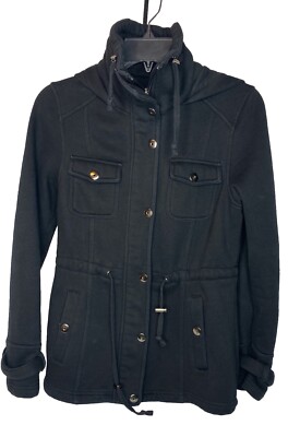 VINTAGE Sebby Women's Size S, Hooded Black Jacket Coat Casual Travel Workwear