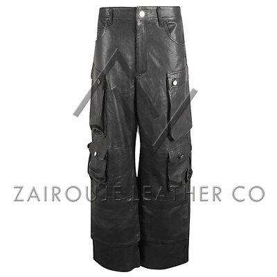 Black Leather Pants Men, Mens Loose Fit Cargo Trousers, Free Shipping & 30% Off