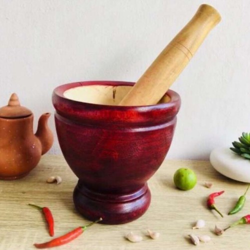 9"x9"Wooden Mortar Pestle Thai Hand Made For Papaya Salad Spices Herb eBay