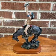 Prayer Healing Spirit Sculpture Native American resin figurine on wooden base