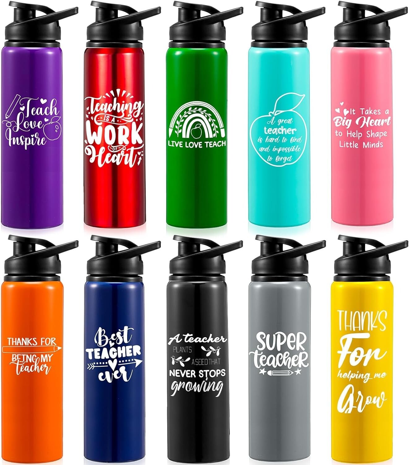 Aluminum Multicolor Sport Bottles With Lids