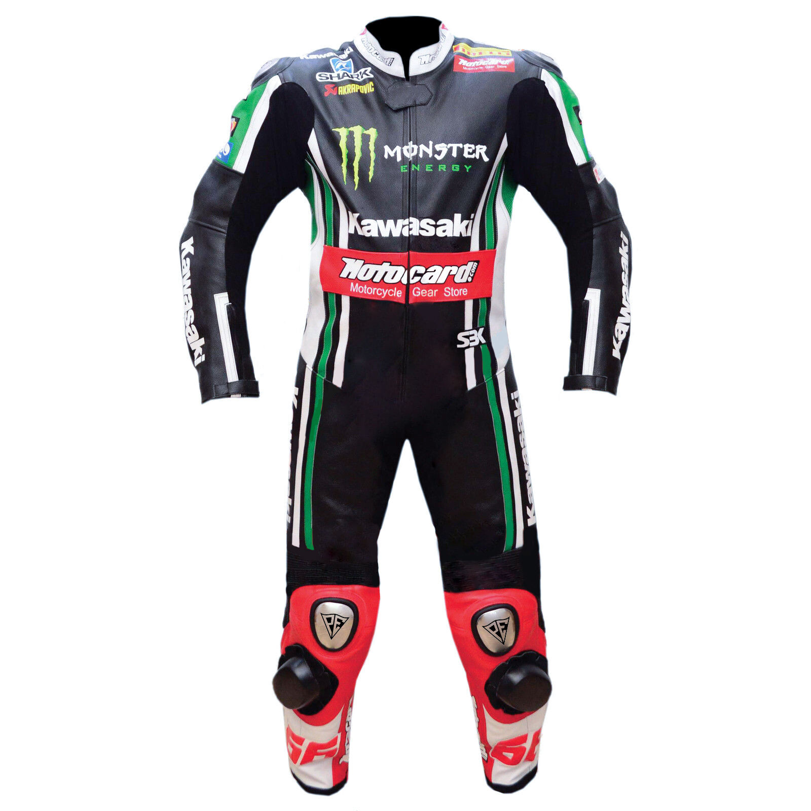 Combinaison en Cuir de Vachette KAWASAKI - Équipement MotoGP Premium pour Pilote de Course