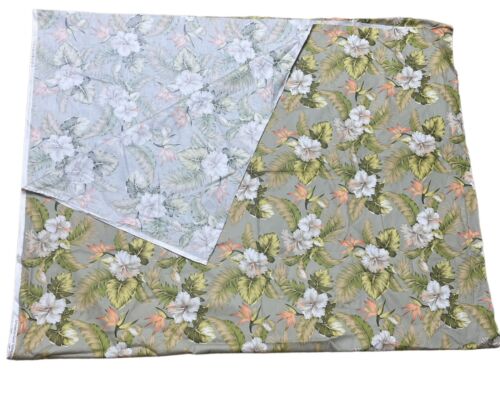 David Textiles Fabric 4 Yards (Almost) Tropical Flowers Floral Hawiian Green - Picture 2 of 11