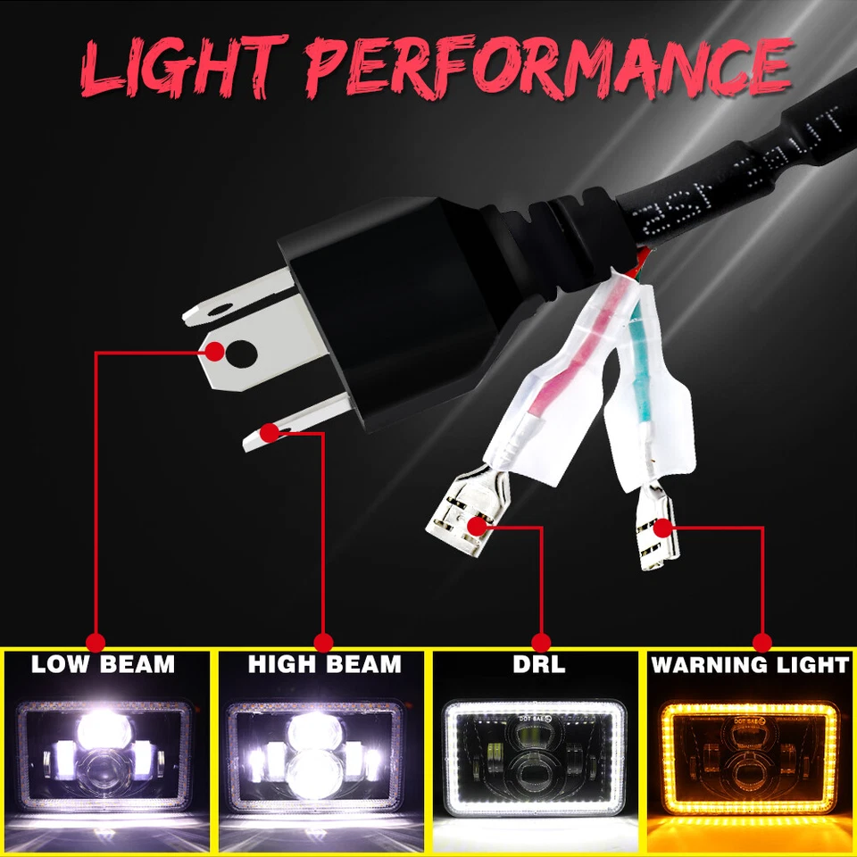 Квадратная светодиодная фара 4x6 дюймов для мотоцикла Yamaha BW200 350 50 XT225 350 WR250 - Изображение 3 из 4