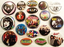 Heart Band 18 PIN BUTTON LOT Part 1 DISCOGRAPHY Nancy Ann Wilson Rare -not CD LP