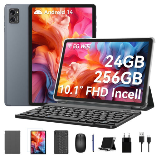 TABWEE Tablet 10’ Android 14 8GB/256GB 5G WiFi FHD+ Widevine L1 with accessories