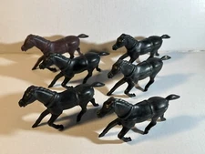 REL vintage 60mm soft plastic black wagon horses.  Six total.  Great condition.