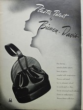 1945 Womens Bienen Davis Plastic Patent handbag purse vintage Fashion ad