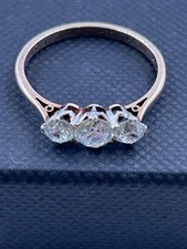 Ring 9 kt Gold & Platin mit drei Steinen Größe O 1/2