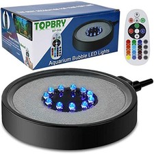 Aquarium Bubble LED Lights RGBW, Remote Controlled Air Stone Disk, with 16