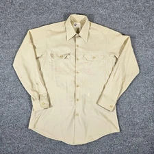 VTG 70s Red Kap Mr. Exec Uniform Work Shirt Mens Med Beige Button Up Flawed