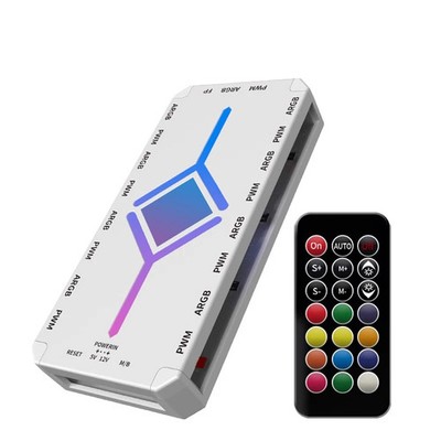 JUMPEAK RGB Fan Hub Controller 9x ARGB 9x PWM Remote SATA PC Cooler Splitter