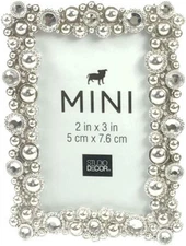 Studio Decor Bejeweled Silver Tone Metal Mini Picture Frame 2 X 3 silver 