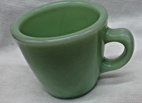 Vintage Fire King Jadeite Restaurant Oven Ware Coffee Cup C-Handle Thick & Heavy