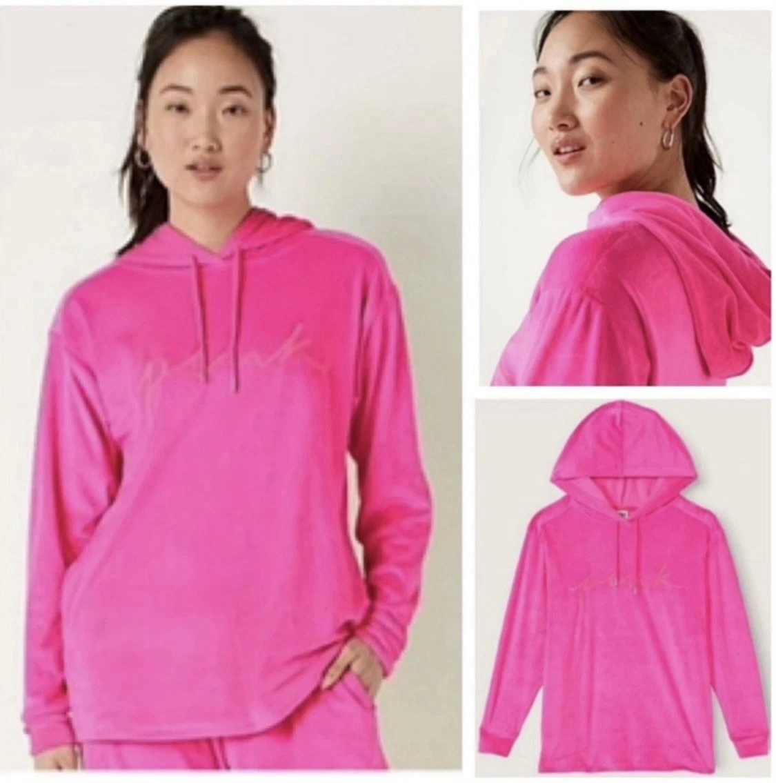 UNDERCOVER Felpa con cappuccio VS PINK Velour Campus XL splendida camicia rosa atomica XL oversize NUOVA